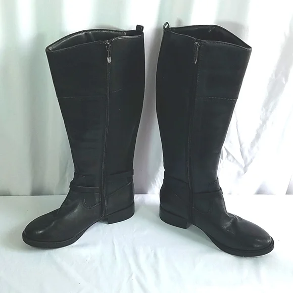 Easy Spirit Sleigh Tall Leather Black Boots Size 7W - Picture 3 of 11
